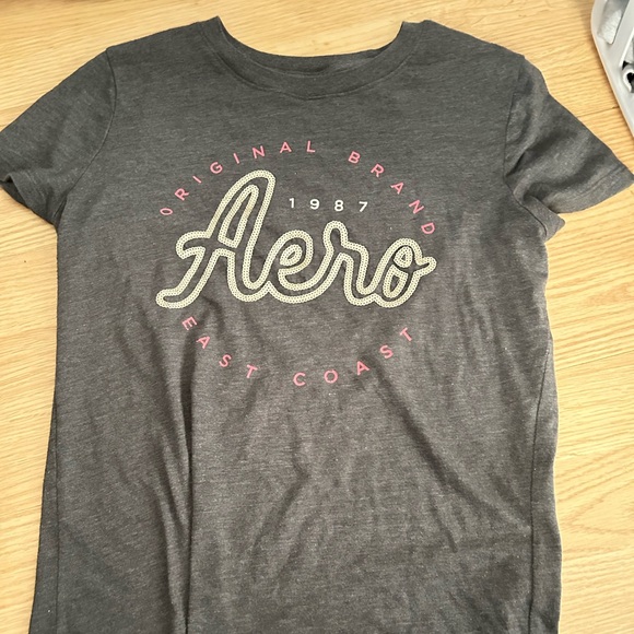 aeropostale grey and gold sequence baby tee - Picture 1 of 3